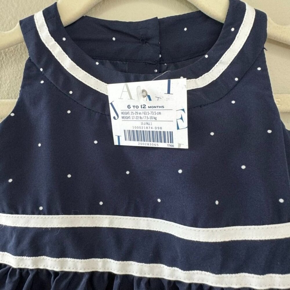 JANIE & JACK Equestrian Horse Dress Girls 6-12M NEW Blue 2 Pcs Bloomers Set NWT - Picture 11 of 11